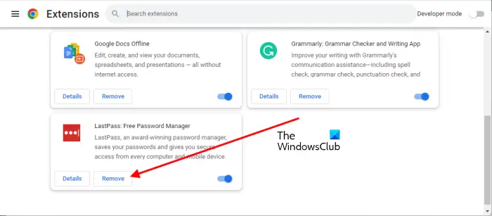 Remove LastPass extension from Chrome