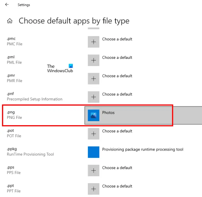Set default Photos app Windows 10