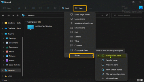 Show or Hide File Explorer Navigation Pane in Windows 11