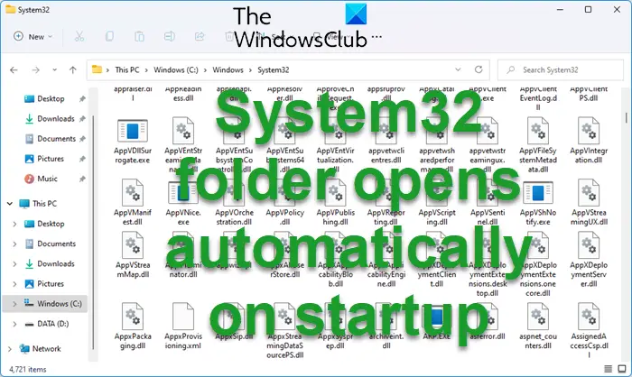 System32 folder opens automatically on startup