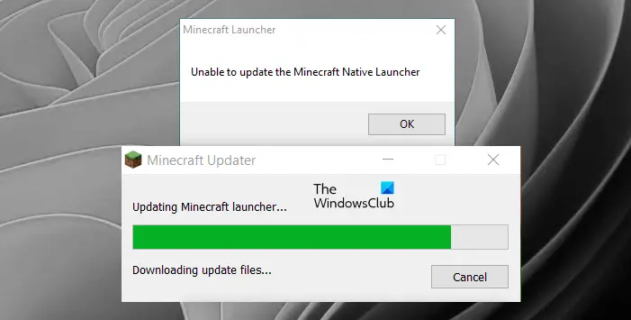 Unable to update Minecraft Native Launcher