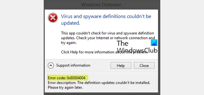 Windows-Defender-error-0x80004004