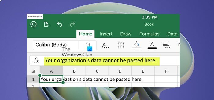 Your organization's data cannot be pasted here