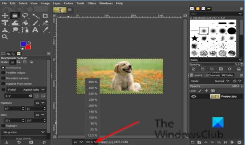 How to zoom an Image In or Out in GIMP