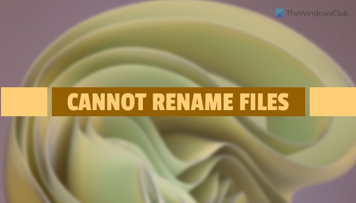 Cannot rename files in Windows 11/10