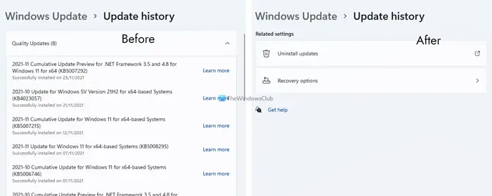 How to clear Windows Update History in Windows 11/10