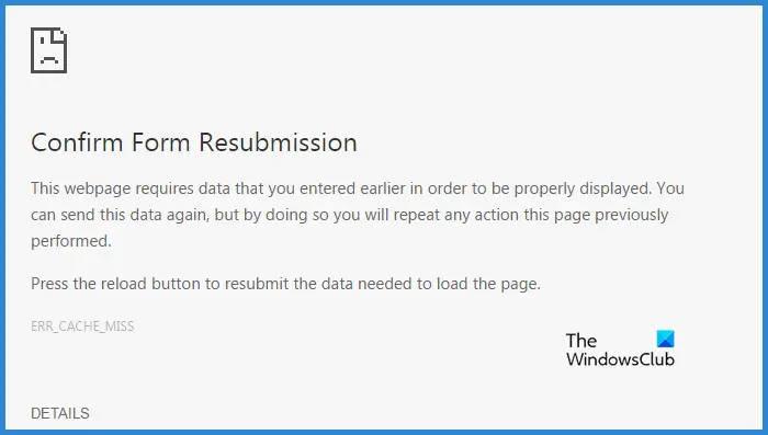 Confirm form resubmission on Refresh or Back button