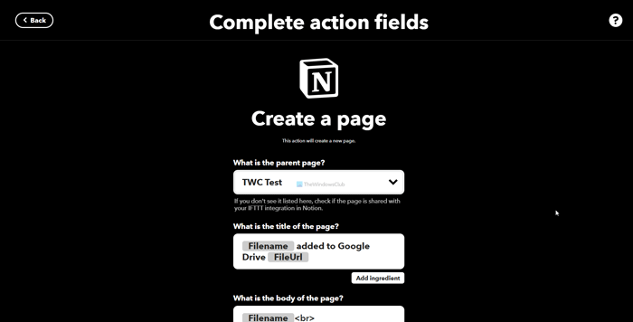 How to connect Google Drive to Notion using IFTTT