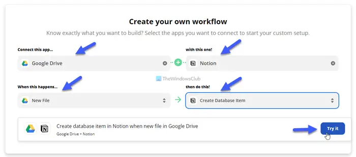 How to connect Google Drive to Notion using Zapier