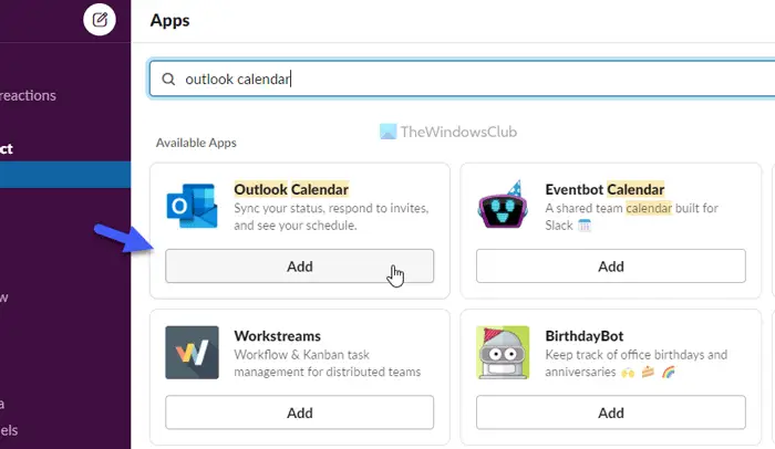 How to connect Slack with Outlook Calendar 