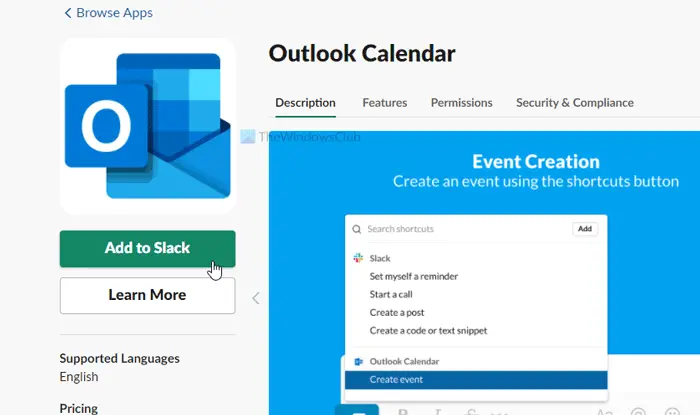How to connect Slack with Outlook Calendar 