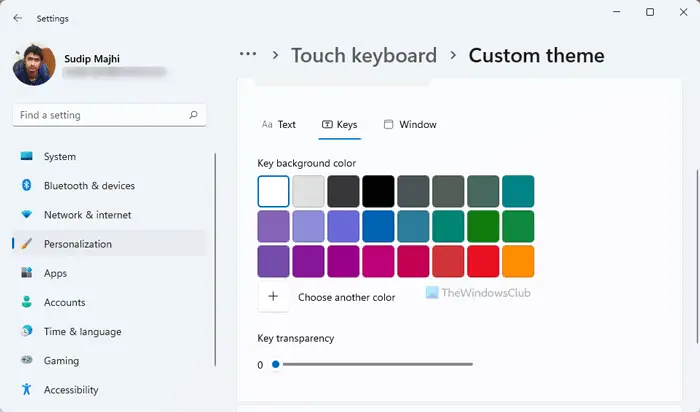 How to create custom theme for Touch keyboard