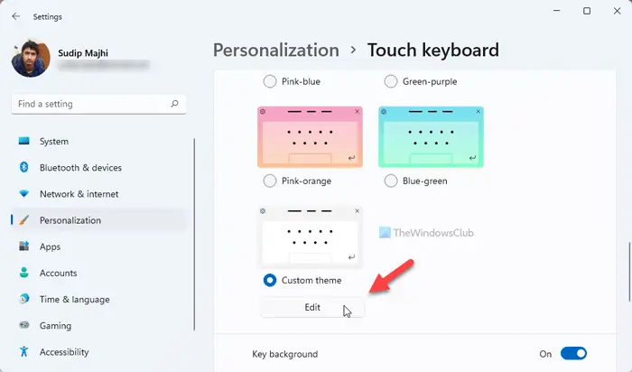 How to create custom theme for Touch keyboard