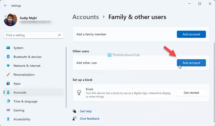 Create new User Account