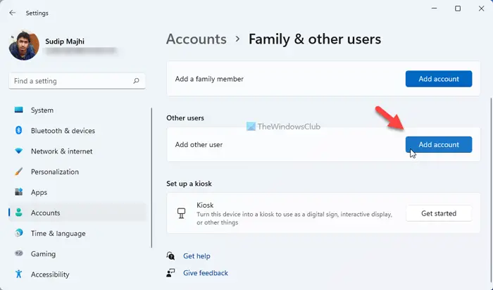 How to create new local account in Windows 11