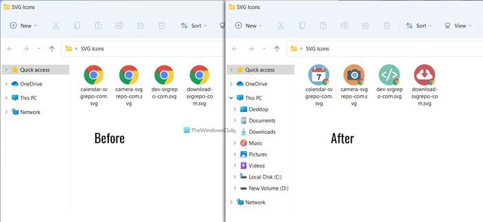 Включение миниатюр SVG в проводнике в Windows 11/10