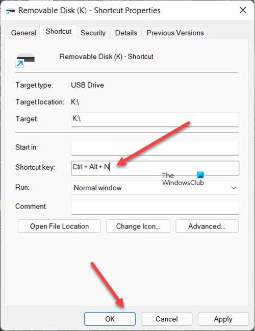 Keyboard Shortcut to USB Drive