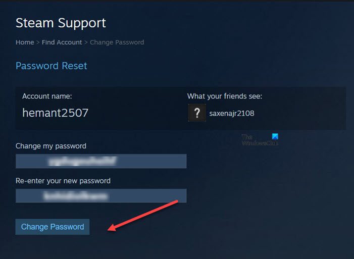 Reset Steam Password