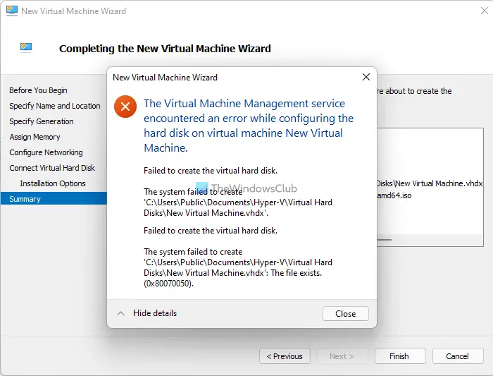 The Virtual Machine Management service encountered an error while configuring the hard disk