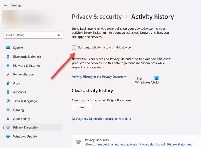 Windows Privacy Security Page