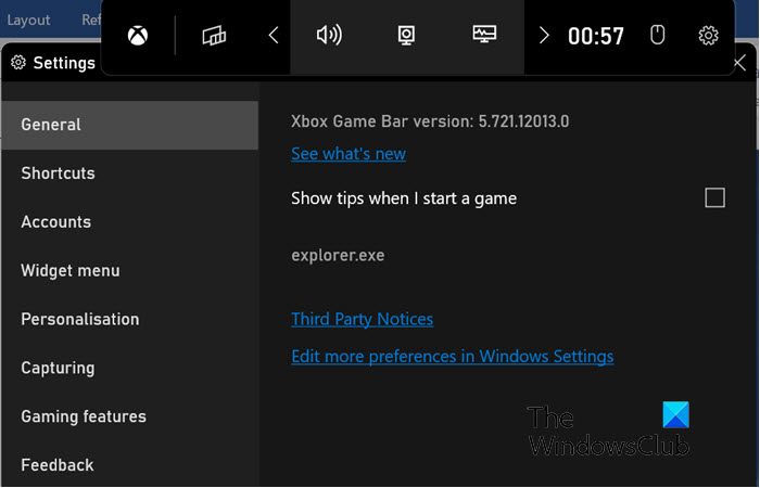 Xbox Game Bar in Windows 11