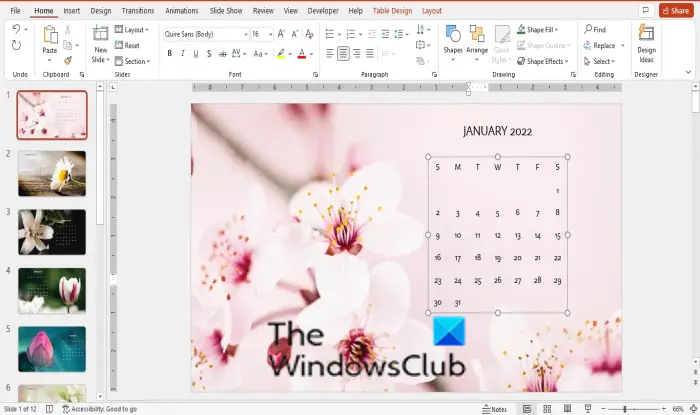 How to create a Calendar in PowerPoint
