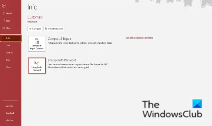 How to put a Password on an Access Database