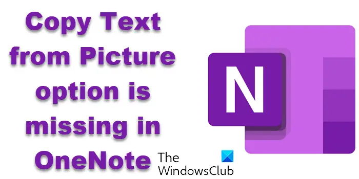 Copy Text from Picture option is missing in OneNote