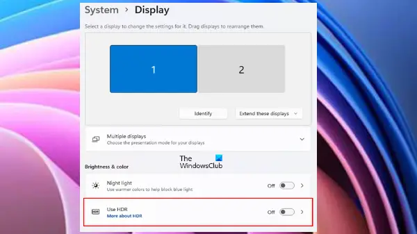 Disable HDR Windows 11
