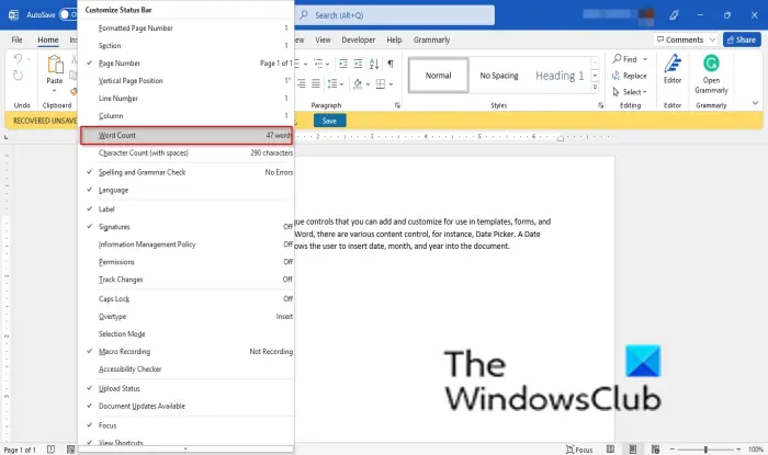 How to Get a Character Count in Microsoft Word