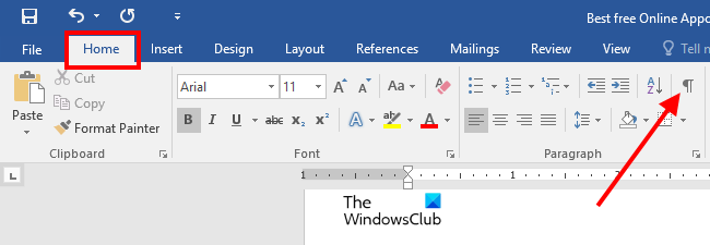 Enable Formatting Marks in Word