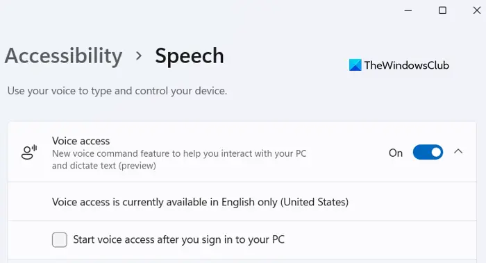 How to enable Voice Access in Windows 11