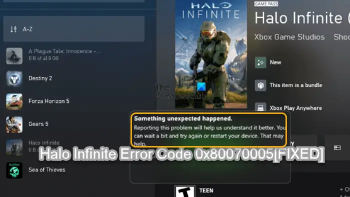 Halo Infinite Error Code 0x80070005 Windows PC