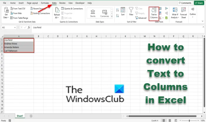 How to convert Text to Columns in Excel
