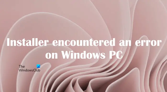Installer encountered an error on Windows
