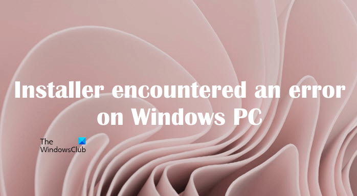 Installer encountered an error on Windows