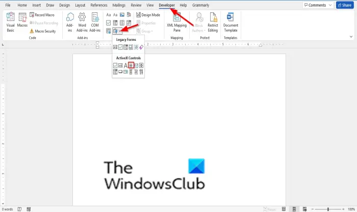How to insert Radio button in Word document