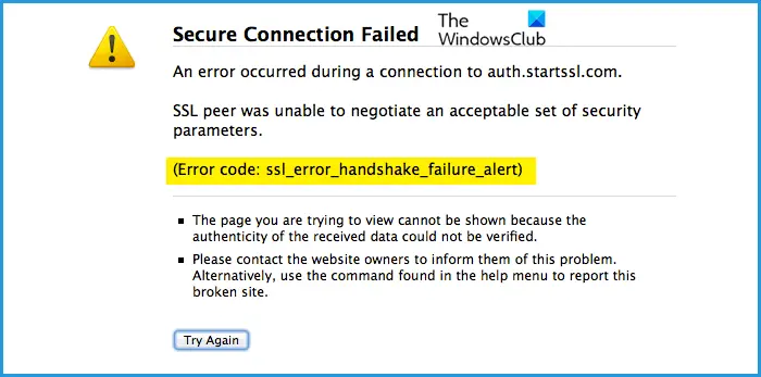 Fix Error Code: SSL_ERROR_HANDSHAKE_FAILURE_ALERT