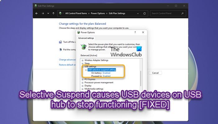 Selective Suspend causes USB devices on USB hub to stop functioning