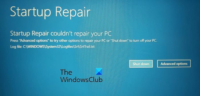 Startup Repair couldn't repair your PC