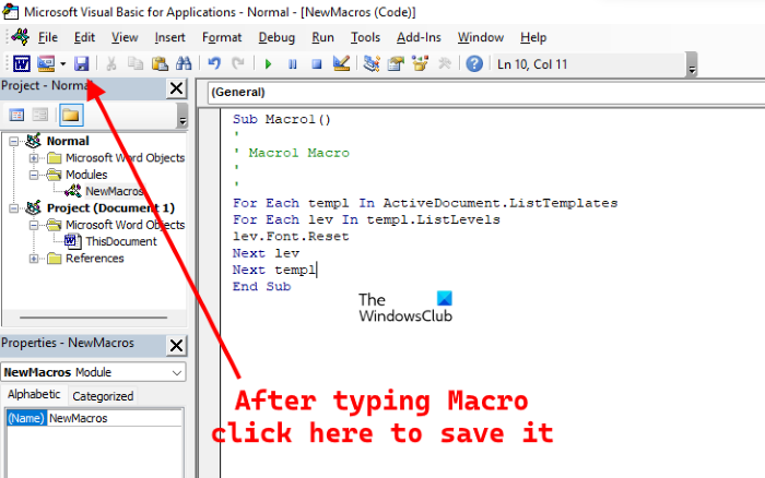 Type a Macro in Word