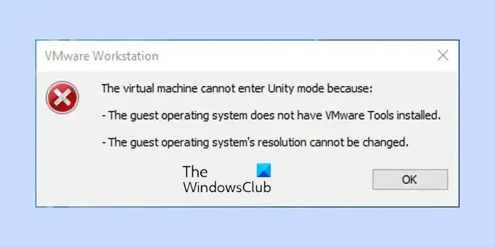 VMware Workstation fails to enter Unity mode