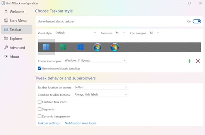 Barra delle applicazioni verticale in Windows 11