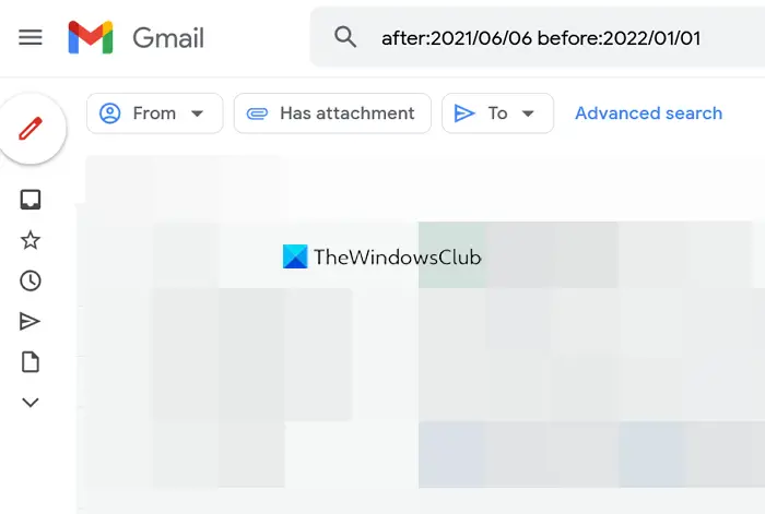 between two dates in Gmail