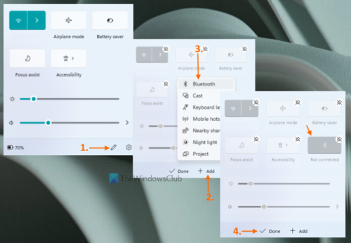 Bluetooth Icon missing on Quick Settings panel in Windows 11
