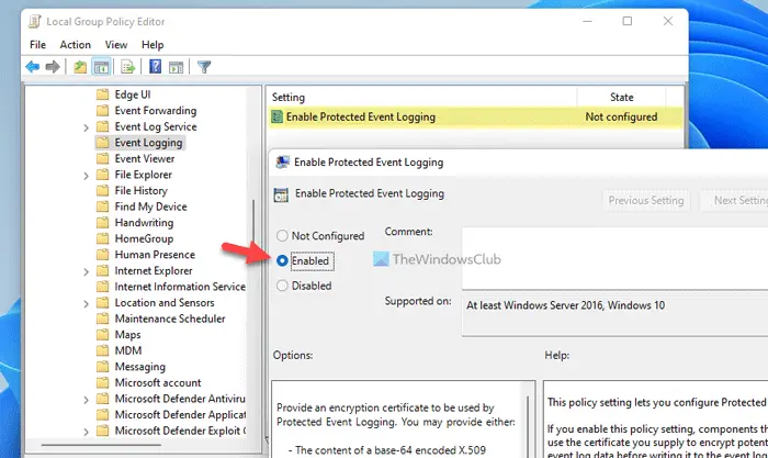 How to enable or disable Protected Event Logging in Windows 11/10