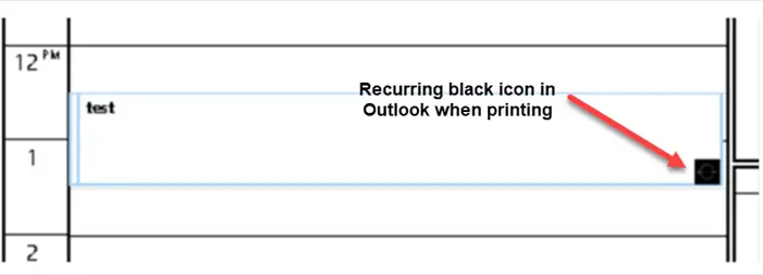 Remove Black icon when printing an Outlook Calendar