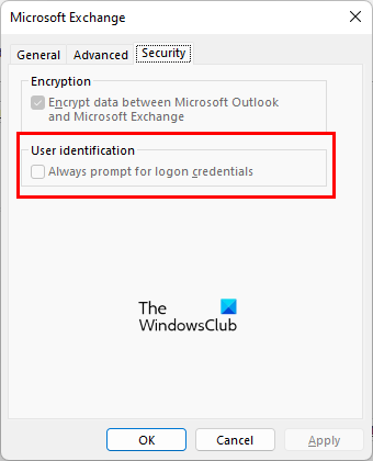 uncheck Always prompt for logon credentials
