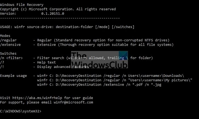 How to Recover Deleted Files using Winfr on Windows 11/10?