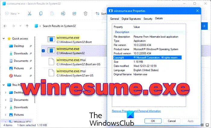 winresume exe